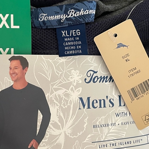Tommy Bahama Men's Long Lounge Set Size: L or XL Blue and Gray - Picture 5 of 12